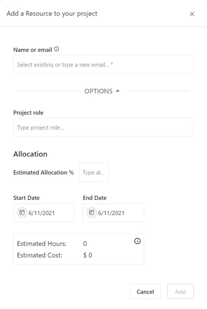 Add a Resource to a project Completix